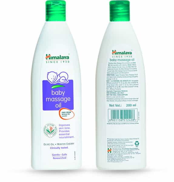 Himalaya Baby Massage Oil | Nourishes Skin & Protect From Dryness | Bottle | 200 Ml