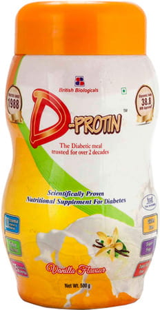 D-Protin Vanilla Flavour Nutritional Supplement For Diabetes Care Powder Jar 500 Gm