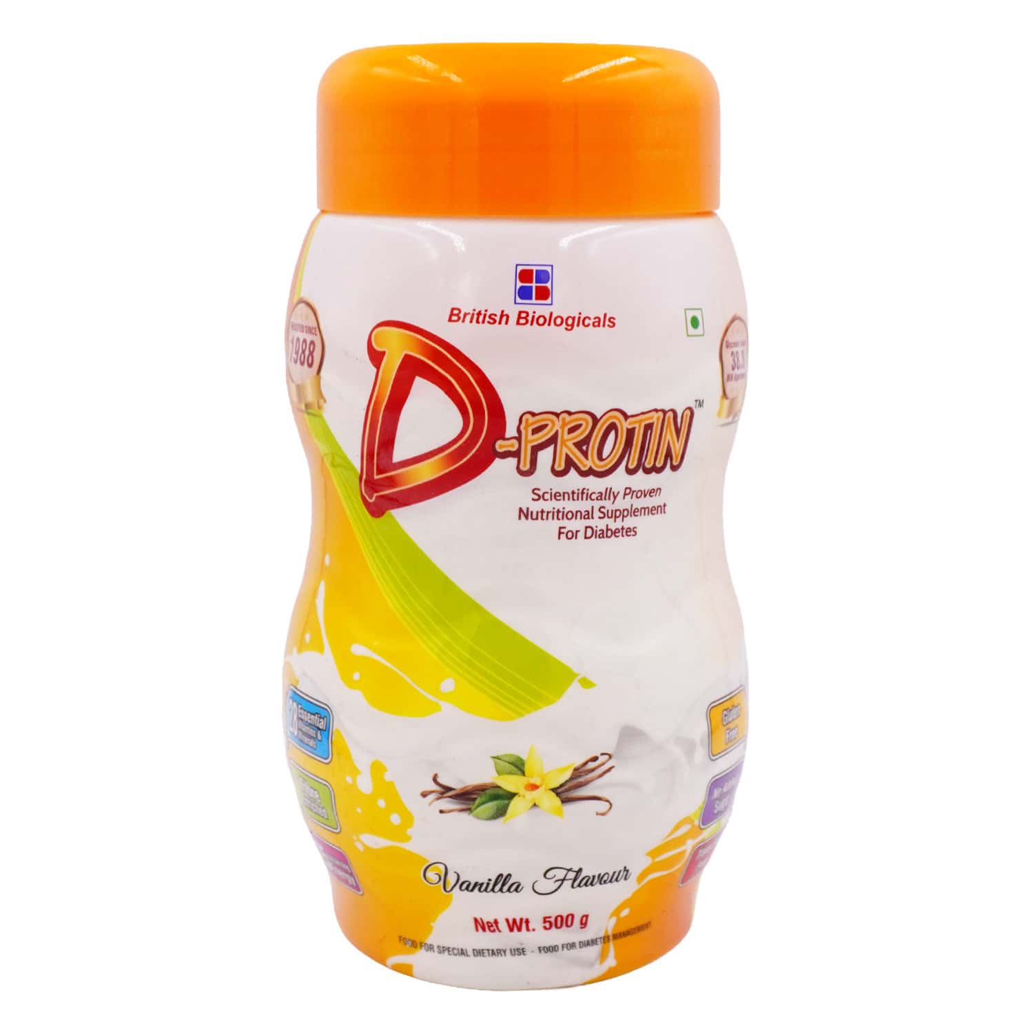 D-protin Vanilla Flavour Nutritional Supplement For Diabetes Care Powder Jar 500 Gm