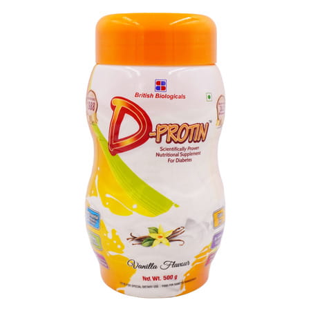 D-Protin Vanilla Flavour Nutritional Supplement For Diabetes Care Powder Jar 500 Gm