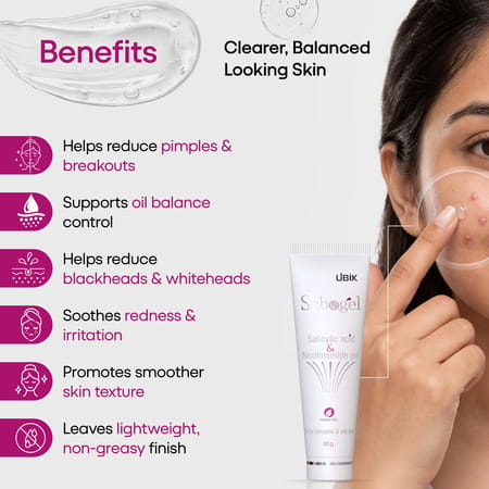 Sebogel Salicylic Acid & Nicotinamide Gel For Pimples And Oily Skin - 30 Gm