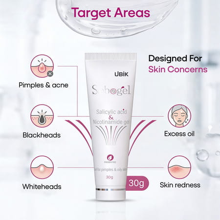 Sebogel Salicylic Acid & Nicotinamide Gel For Pimples And Oily Skin - 30 Gm