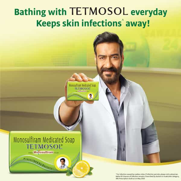 Tetmosol Medicated Soap For Relief From Skin Infections And Daily Bathing 100Gm