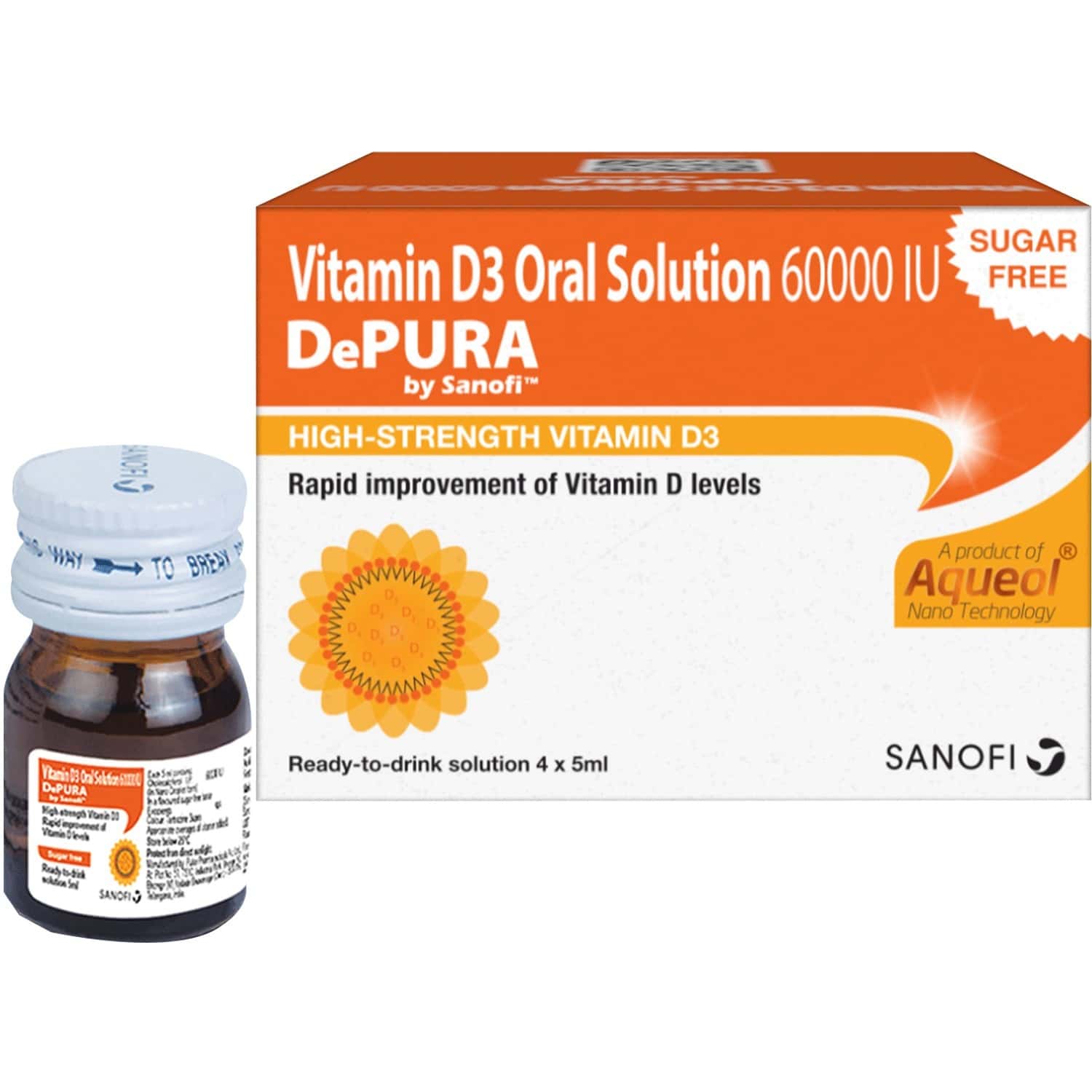 Depura, 60000 Iu Vitamin D3 Oral Solution,helps Bones Healthy, Aids In Boosting Immunity, Sugarfree