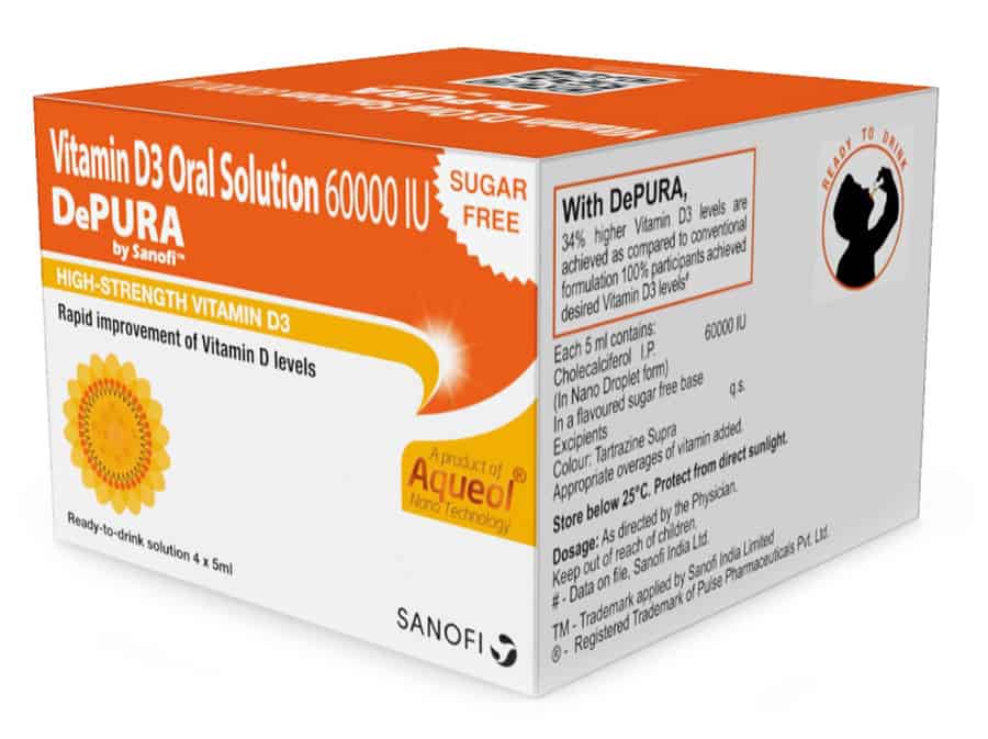 Depura Vitamin D3 Oral Solution Buy Depura 60k Sugar Free Nano Vitamin D - 5ml Oral Solution Online at