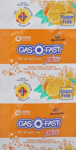 Gas-O-Fast Plus | Orange | Sugar Free | Strip 2 Effervescent Tablets
