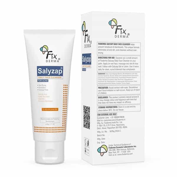 Fixderma Salyzap 2% Salicylic Acid Face Wash For Oily Skin Face Cleanser For Acne Or Pimples 60 Ml
