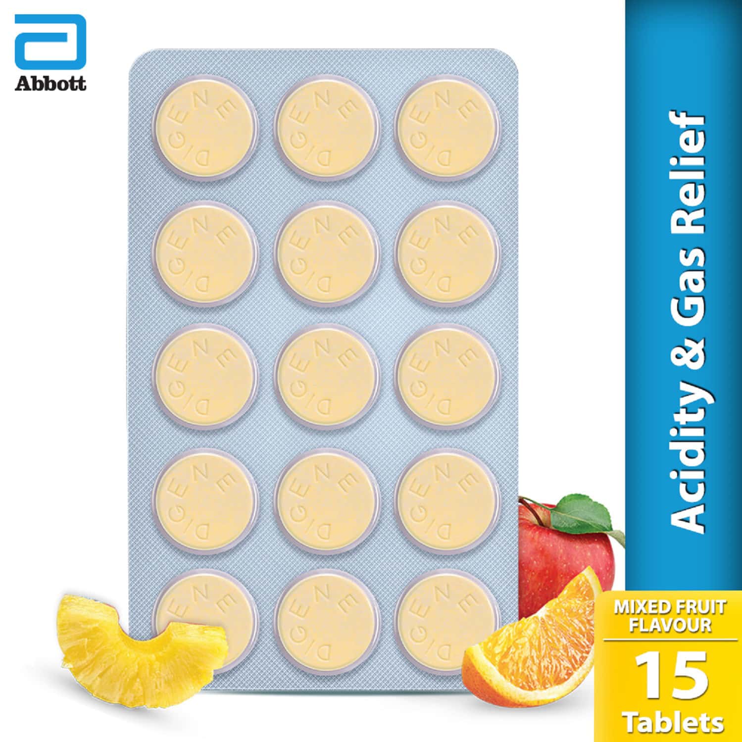 Digene Acidity & Gas Relief Tablets 15's- Mixed Fruit Flavour