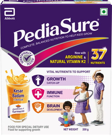 Pediasure Complete Balanced Nutrition To Help Kids Growth Kesar Badam Box 200 Gm