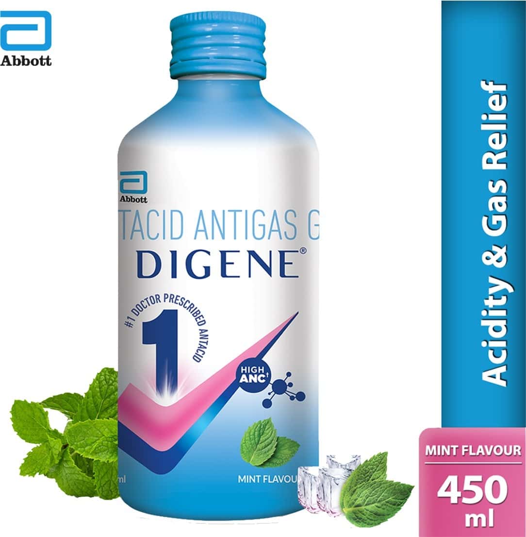 Buy DIGENE GEL ACIDITY & GAS RELIEF 450ML MINT FLAVOUR Online & Get