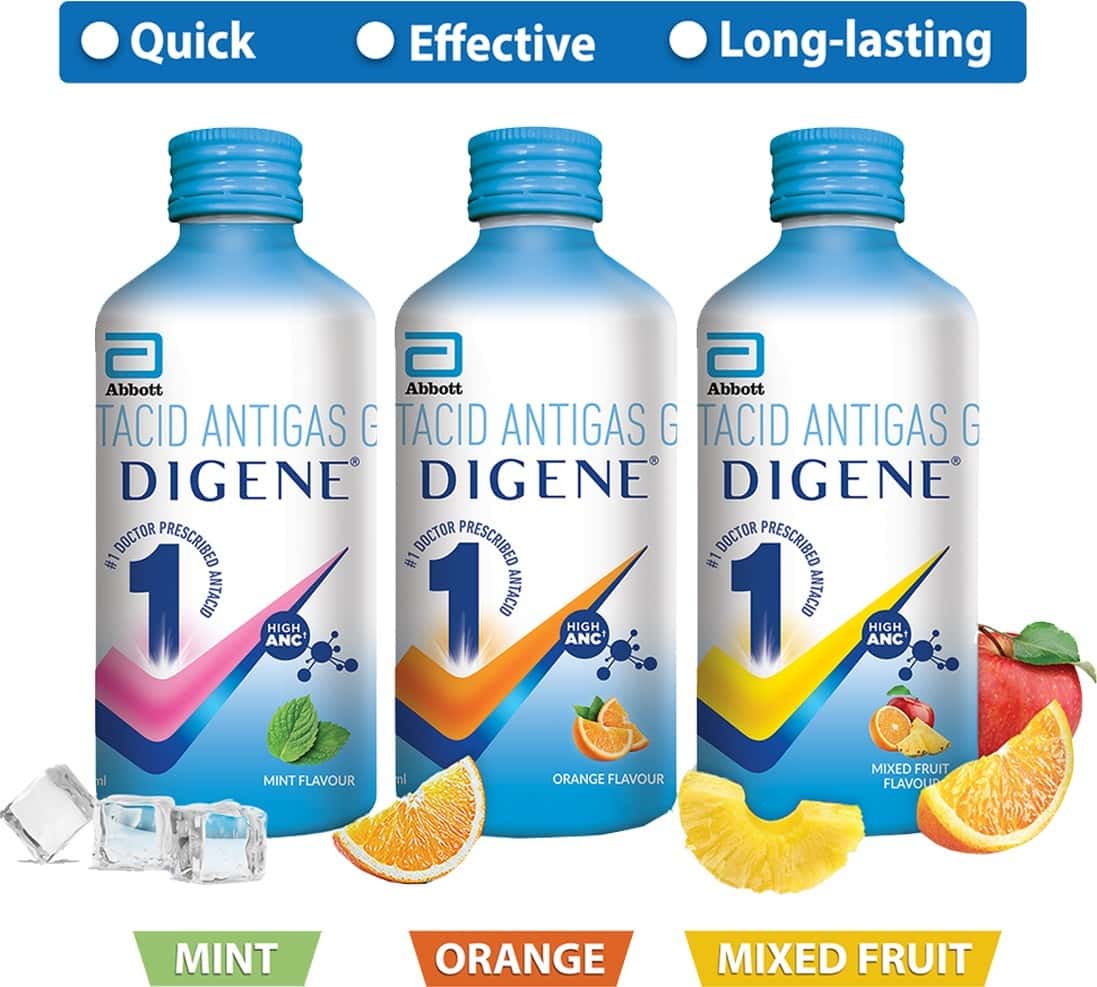 Buy DIGENE GEL ACIDITY & GAS RELIEF 450ML MINT FLAVOUR Online & Get