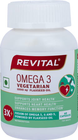 Revital Omega 3 | Vegetarian 1000mg Flaxseed Oil | 60 Capsules