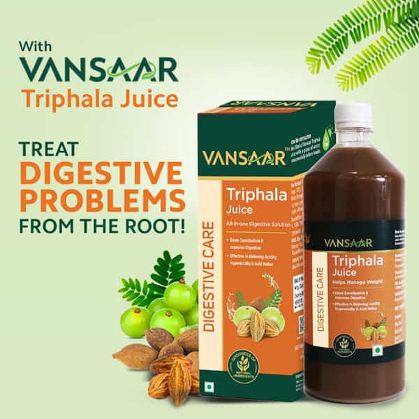 Vansaar Triphala Juice - Promotes Digestive Health & Bowel Movement|No Added Sugar - 1 Ltr