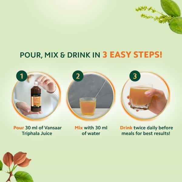 Vansaar Triphala Juice - Promotes Digestive Health & Bowel Movement|No Added Sugar - 1 Ltr