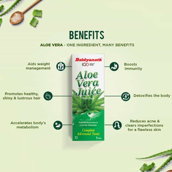 Vansaar Aloe Vera Juice - Improves Skin And Hair Health|No Preservatives Or No Added Sugar - 1L