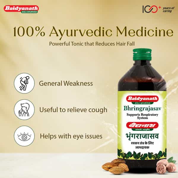 Baidyanath Bhringrajasav | Reduces Hairfall & Premature Greying | Bottle | 450 Ml