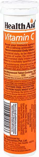 Health Aid Vitamin C Orange Flavour Bottle Of 20 Effervescent Tablets