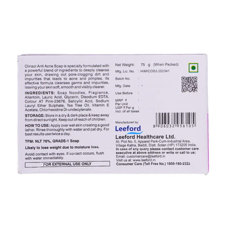 Clinsol Anti Acne & Oil Skin Soap 75 Gm
