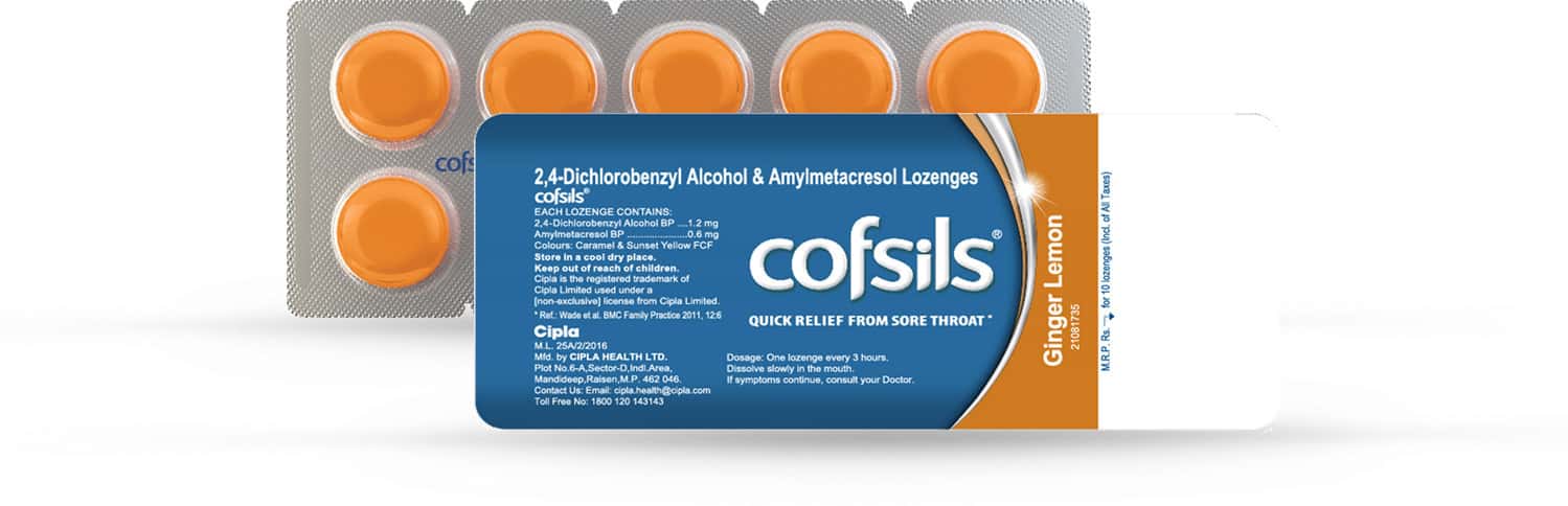 Cofsils Ginger Lemon Lozenges Strip Of 10
