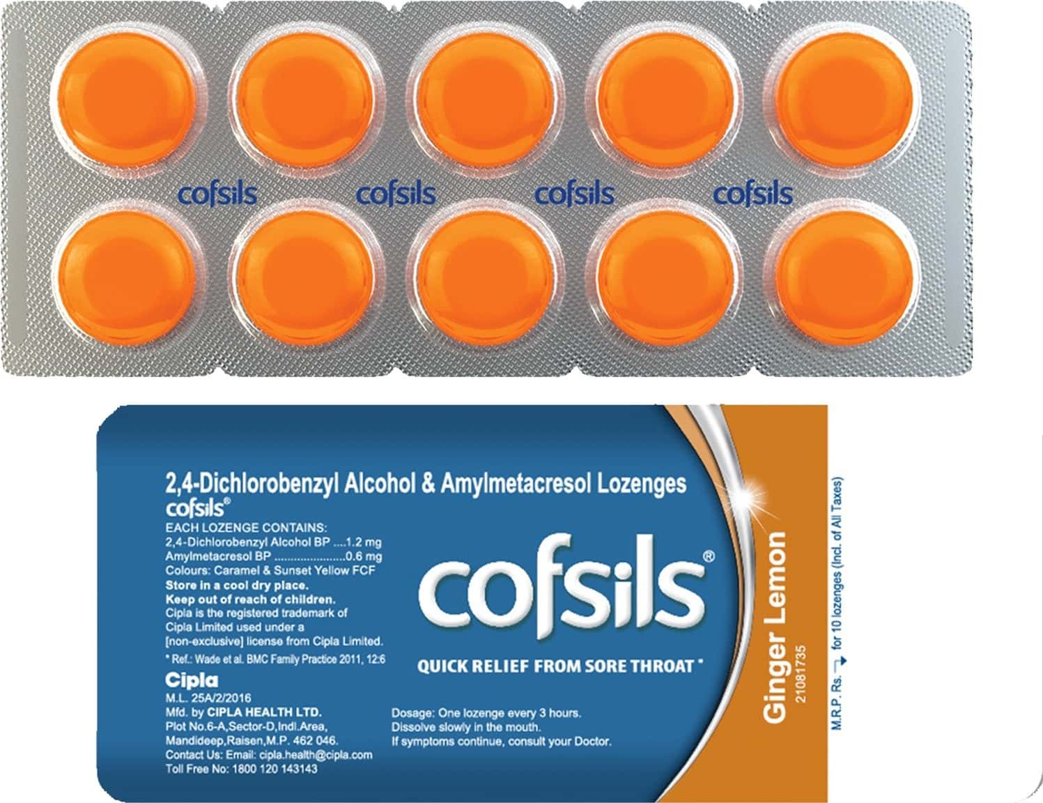 Buy COFSILS GINGER LEMON LOZENGES STRIP OF 10 Online & Get Upto 60 OFF