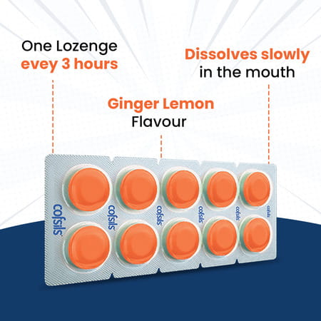 Cofsils Ginger Lemon Lozenges Strip Of 10