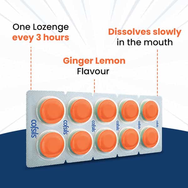 Cofsils Ginger Lemon Lozenges Strip Of 10