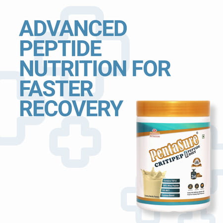 Pentasure Critipep Peptide Diet | Critical Care Recovery Nutrition Supplement | Vanilla | 400gm