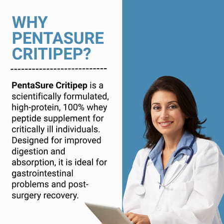 Pentasure Critipep Peptide Diet | Critical Care Recovery Nutrition Supplement | Vanilla | 400gm