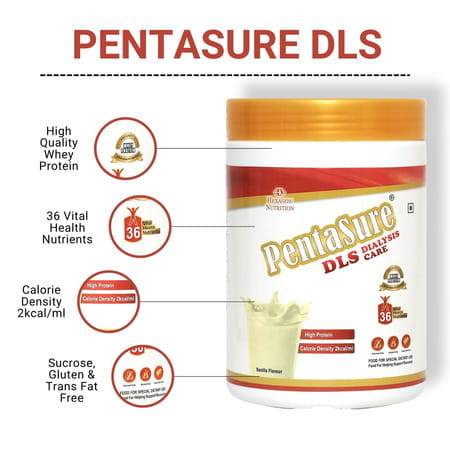 Pentasure Dls Dialysis Supplement Renal Nutrition Powder For Kidney Care | Vanilla Flavour | 400Gm