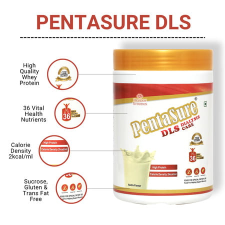 Pentasure Dls Dialysis Supplement Renal Nutrition Powder For Kidney Care | Vanilla Flavour | 400gm