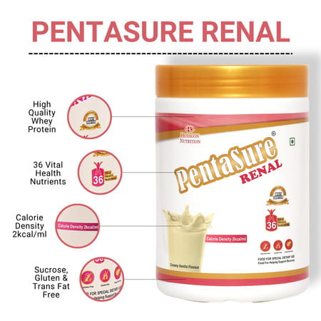 Pentasure Renal | Nutrition Powder For Kidney Care | Creamy Vanilla Flavour | Jar | 400gm