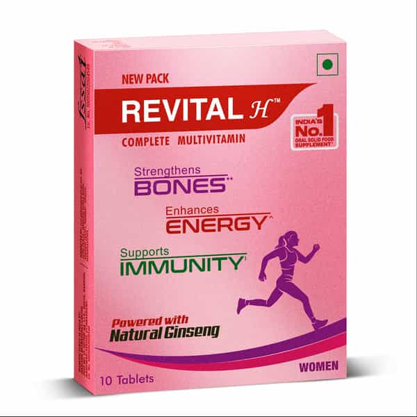 Revital Women Multivitamin With Natural Ginseng For Immunity & Energy Strip Of 10 Tablets