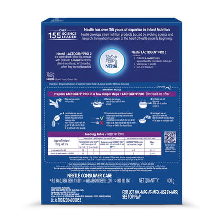 Nestle Lactogen Pro 2 Follow-Up Formula With Probiotic After 6 Months Up To 12 Months Box Of 400gm