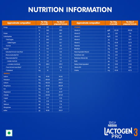 Nestle Lactogen Pro 3 Follow-Up Formula Powder After 12 Months Up To 18 Months Box Of 400gm