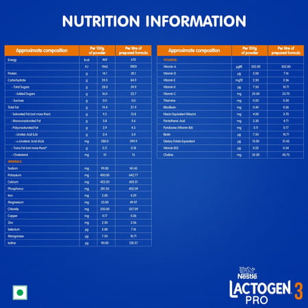 Nestle Lactogen Pro 3 Follow-Up Formula Powder After 12 Months Up To 18 Months Box Of 400gm