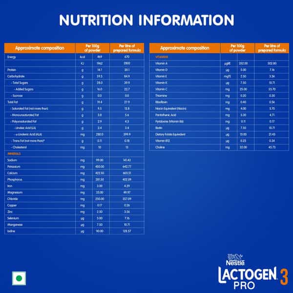 Nestle Lactogen Pro 3 Follow-Up Formula Powder After 12 Months Up To 18 Months Box Of 400Gm