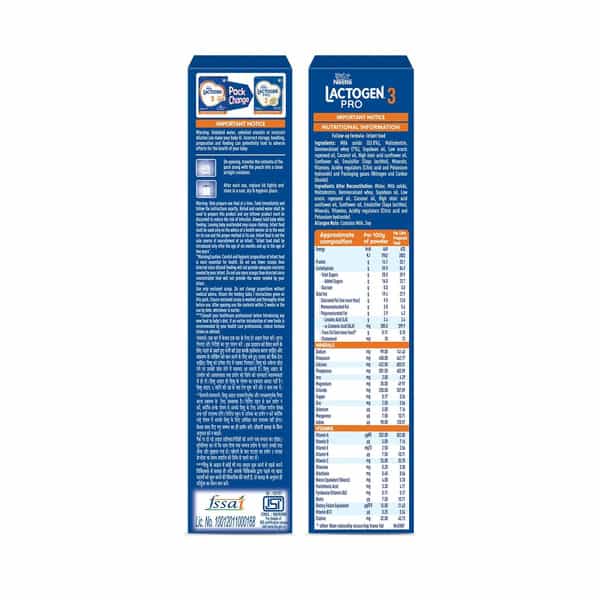 Nestle Lactogen Pro 3 Follow-Up Formula Powder After 12 Months Up To 18 Months Box Of 400Gm