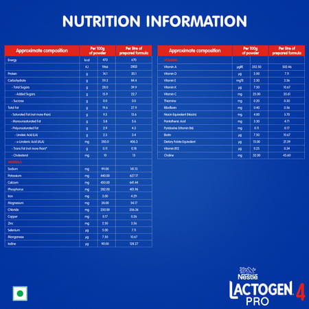 Nestle Lactogen Pro 4 Follow Up Formula Powder After 18 Months Up To 24 Months Box Of 400gm