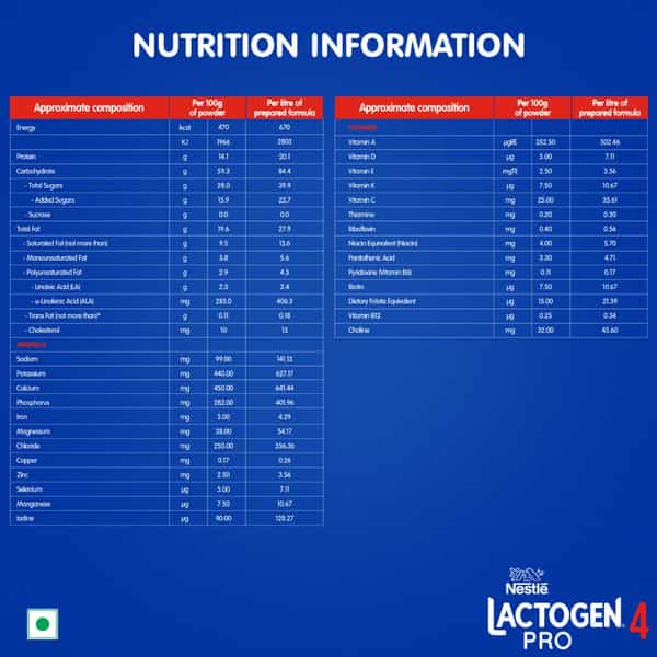 Nestle Lactogen Pro 4 Follow Up Formula Powder After 18 Months Up To 24 Months Box Of 400Gm