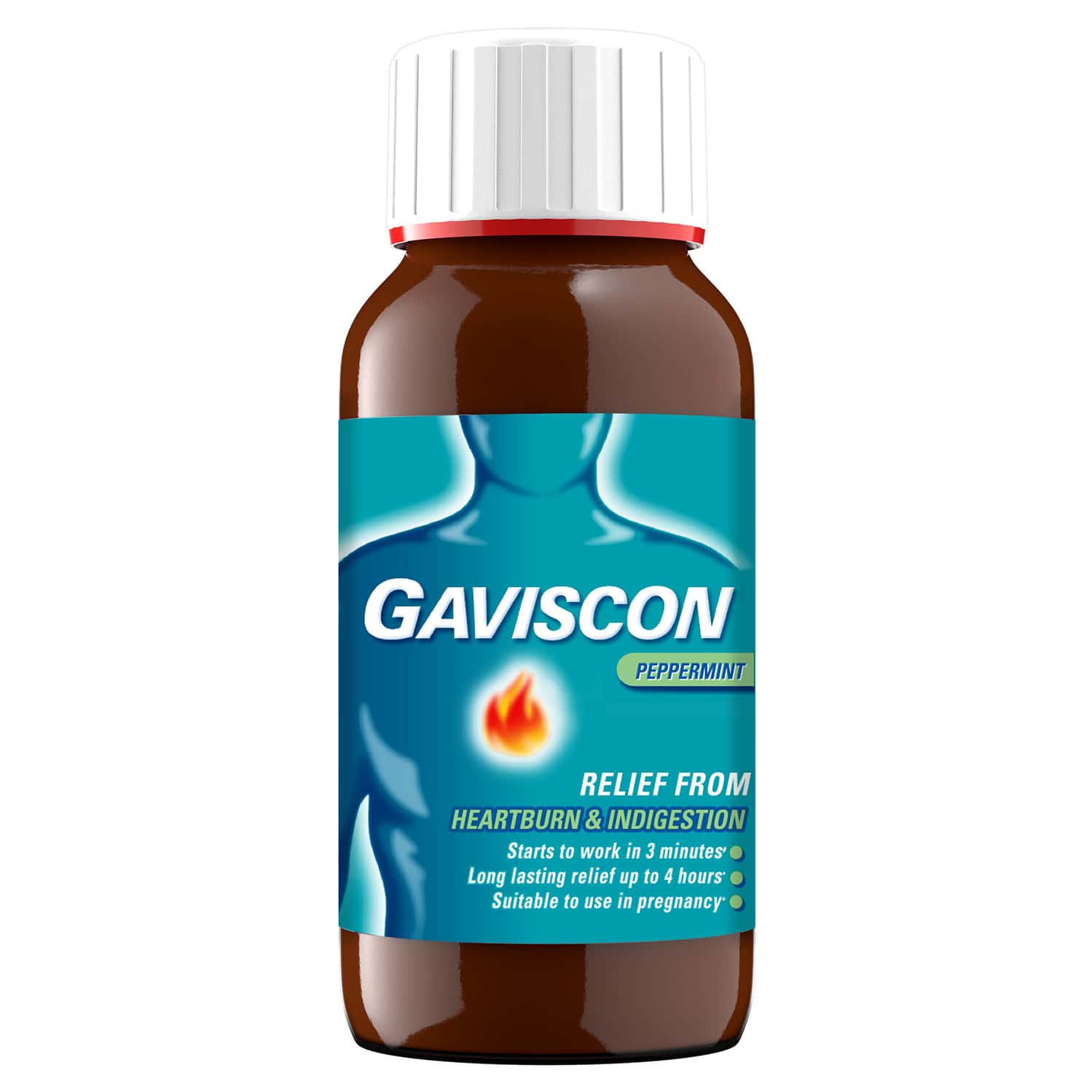 Gaviscon Heartburn & Indigestion Relief Suspension | Peppermint | Bottle | 150 Ml