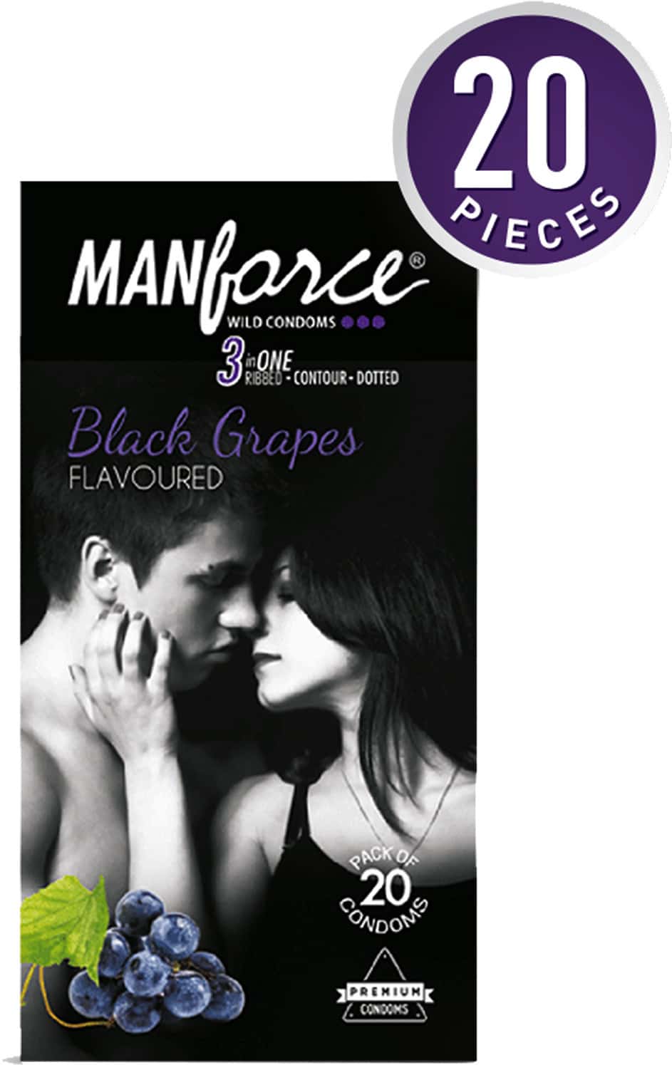 Manforce Wild Black Grapes Box Of 20 Condoms