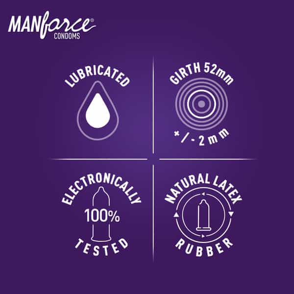Manforce Xtasy 3In1 Double Contoured & Dotted Vegan Condoms For Men Black Grapes Flavour (10 Count)