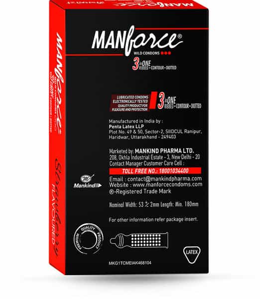 Manforce Xotic Extra Dotted Vegan Condoms For Men With 1500 Dots Strawberry Flavour (10 Counts)