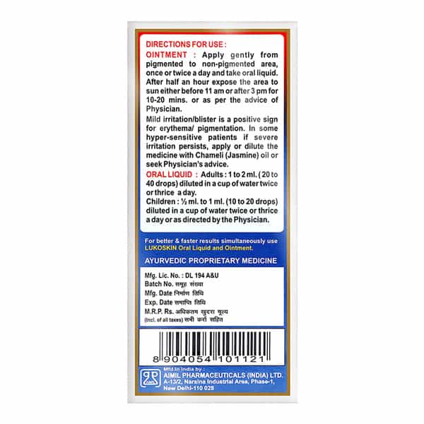 Aimil Lukoskin Combo | For Overall Skin Health | 100 Ml Liquid & 40 Gm Ointment