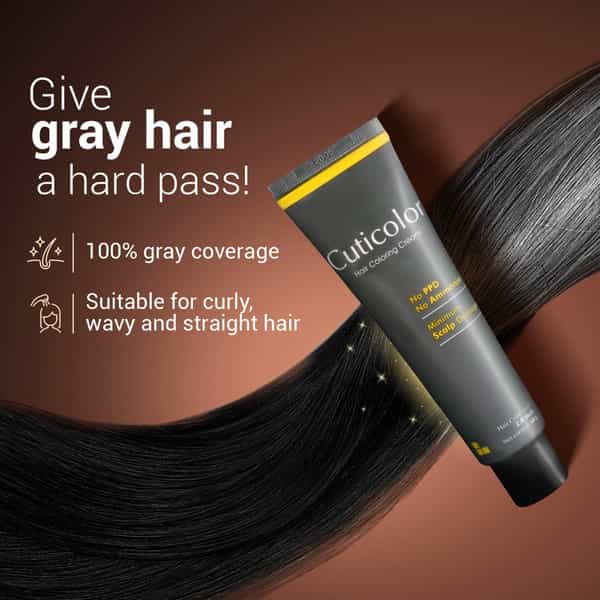 Cuticolor Permanent Hair Color Cream Dark Brown | Ammonia & Ppd Free | For Sensitive Skin | 60 Gm