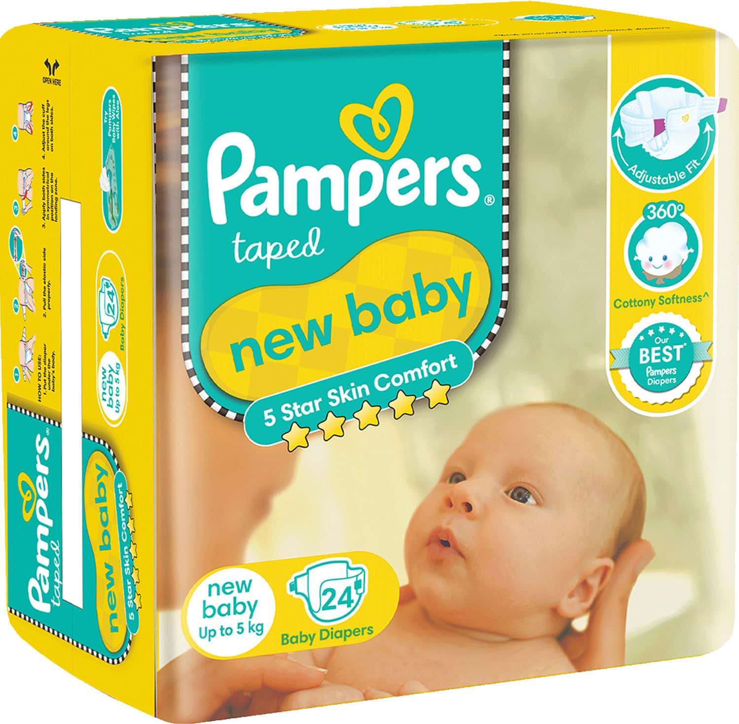 Pampers New Baby Premium Taped Up To 5 Kg Diaper 24 No's