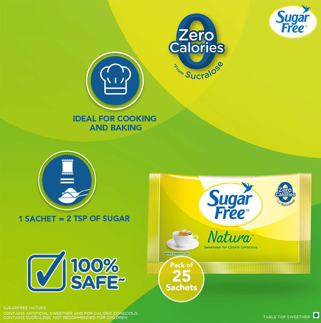 Buy SUGAR FREE NATURA SUGAR SUBSTITUTE SACHETS LOW CALORIE BOX OF 25