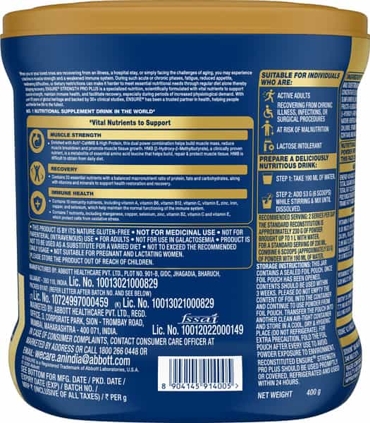 Ensure Strength Pro Plus | High Protein Nutritional Drink For Adults | Vanilla Delight | Jar 400 Gm