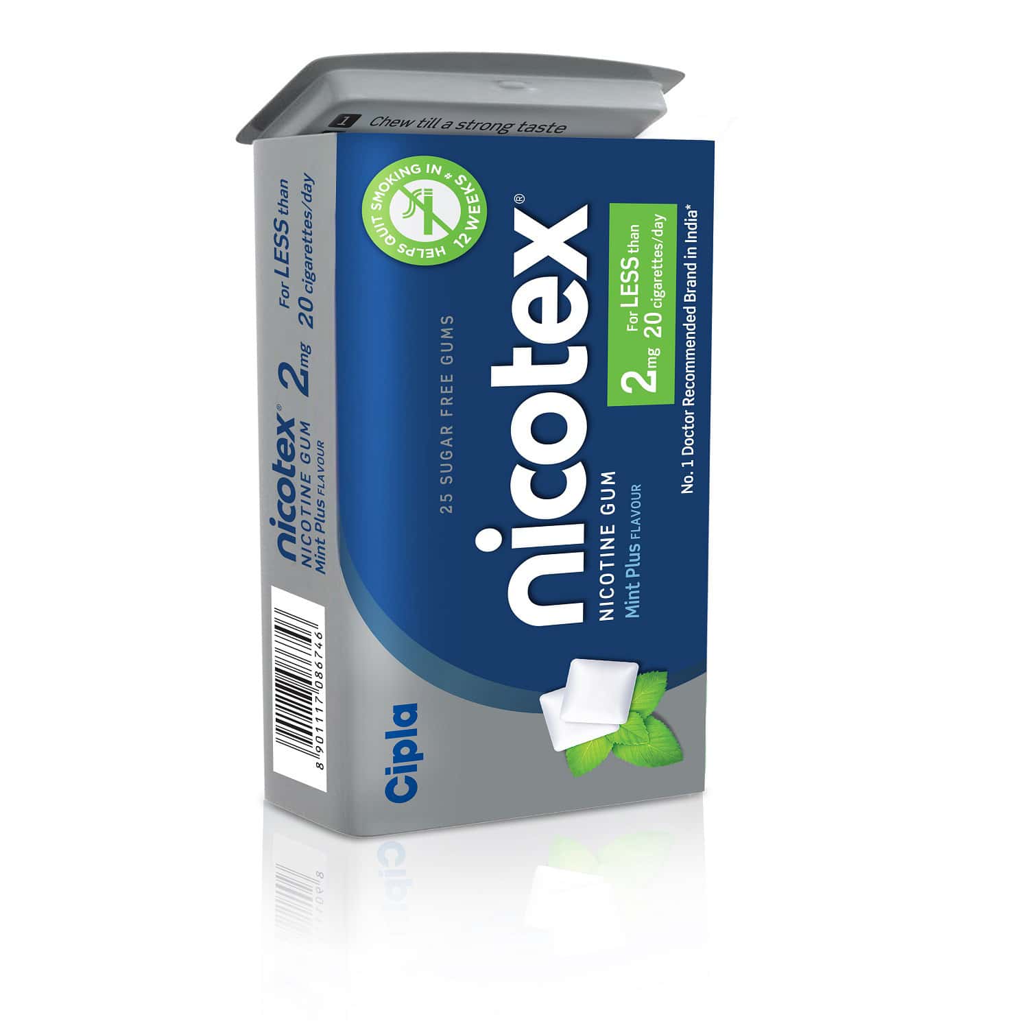 Buy NICOTEX 2 MG MINT GUMS PLUS SUGAR FREE TIN OF 25 (PACK OF 2) Online ...