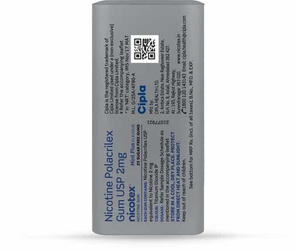 Nicotex 2Mg Mint Plus Flavour Sugar Free Tin Of 25 Gums